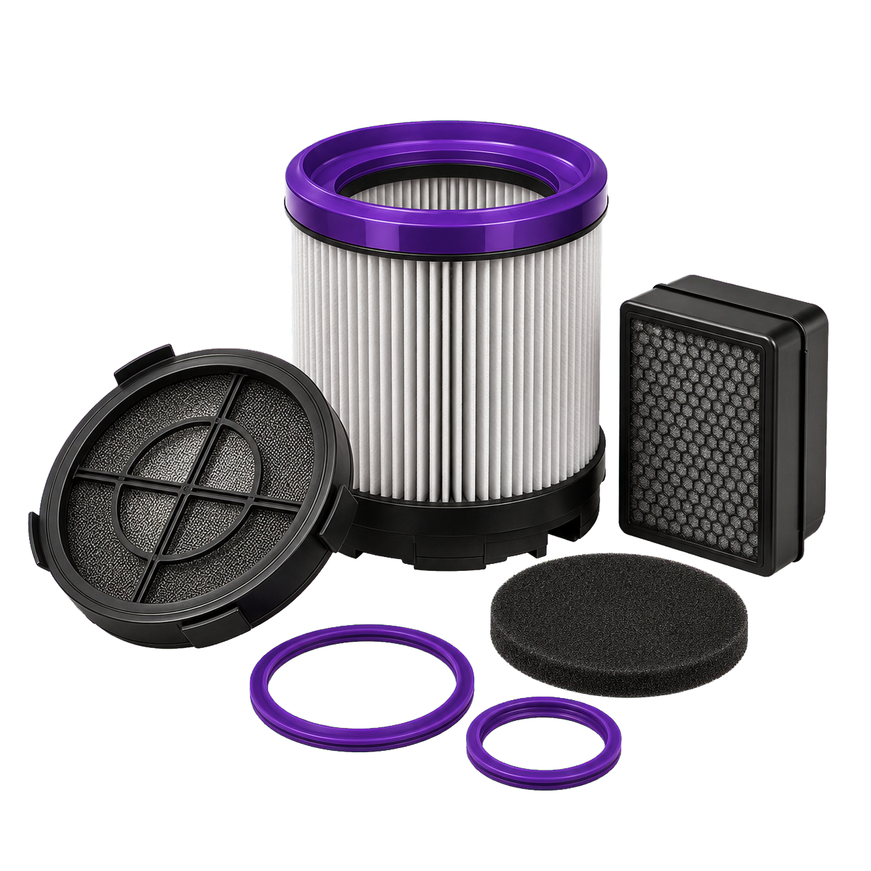Voidtuner filtration service kit with filters, seals, and foam insert