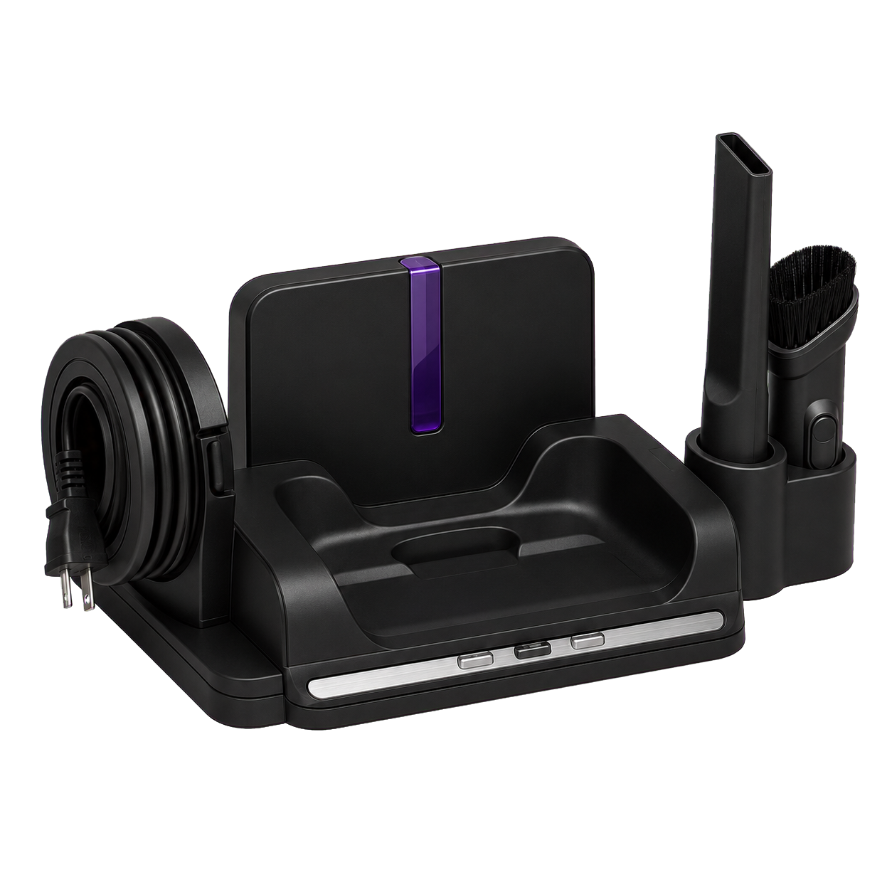Voidtuner storage and charging dock with cable and cleaning tools